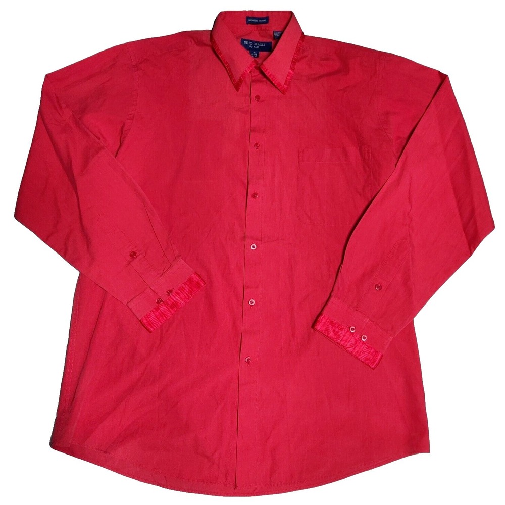 DINO MAGLI‎ BY FAIR Men Medium 15-15.5 (34-35) Red Single Needle Tailoring Shirt